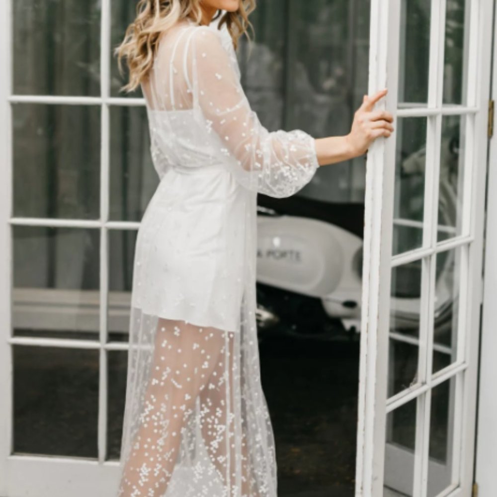 Le Rose Bridal Robe Adelina Spot Lace Maxi